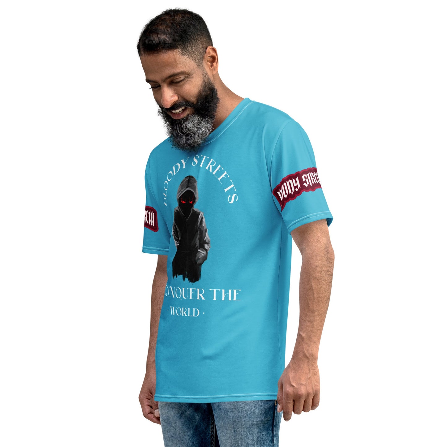 CONQUER THE WORLD Herren-T-Shirt BLAU - BLOODY-STREETS.DE Streetwear Herren und Damen Hoodies, T-Shirts, Pullis