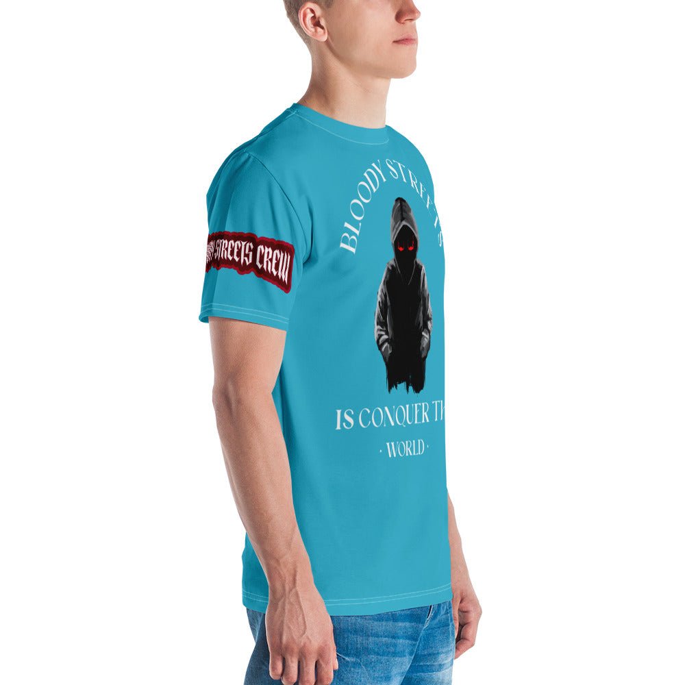 CONQUER THE WORLD Herren-T-Shirt BLAU - BLOODY-STREETS.DE Streetwear Herren und Damen Hoodies, T-Shirts, Pullis