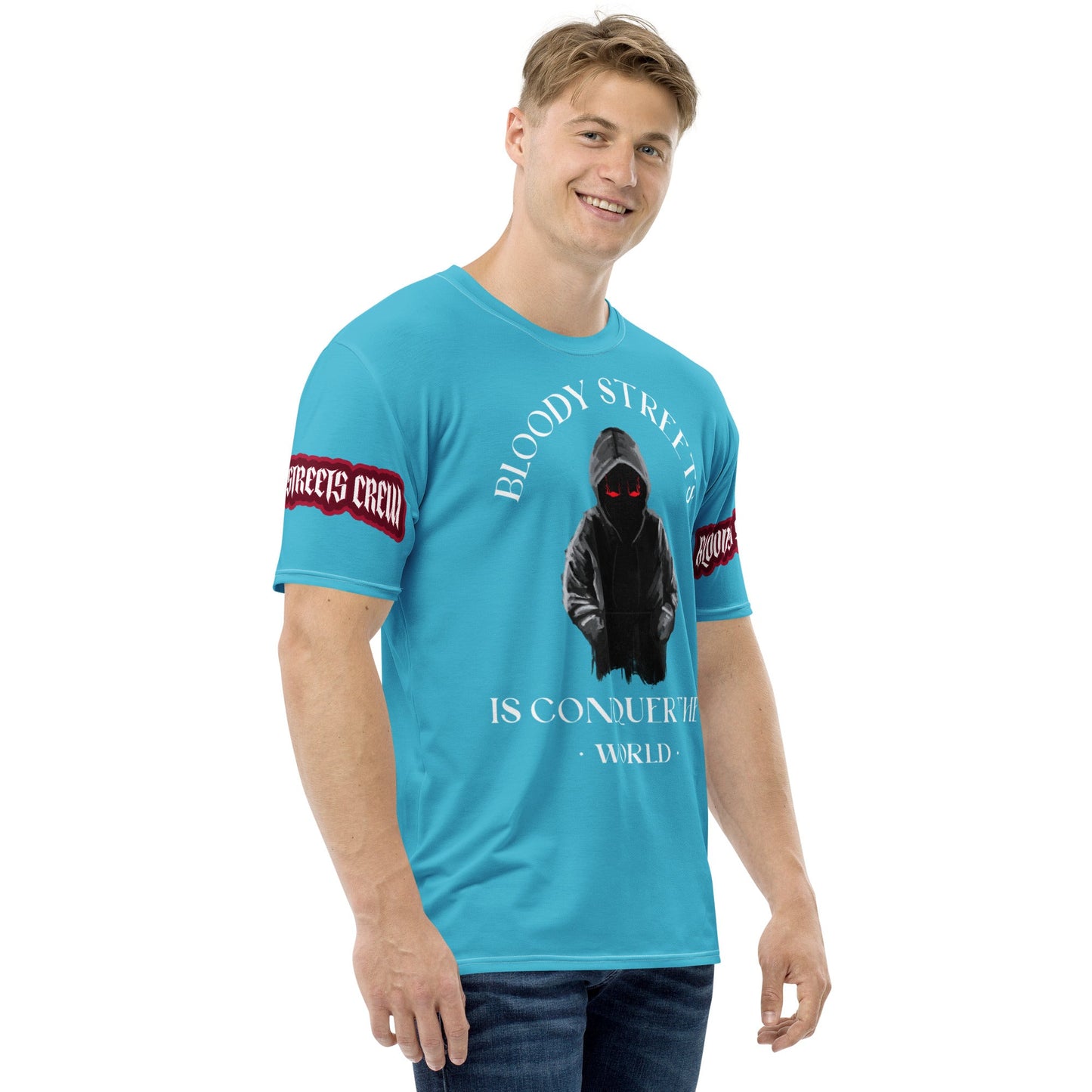 CONQUER THE WORLD Herren-T-Shirt BLAU - BLOODY-STREETS.DE Streetwear Herren und Damen Hoodies, T-Shirts, Pullis