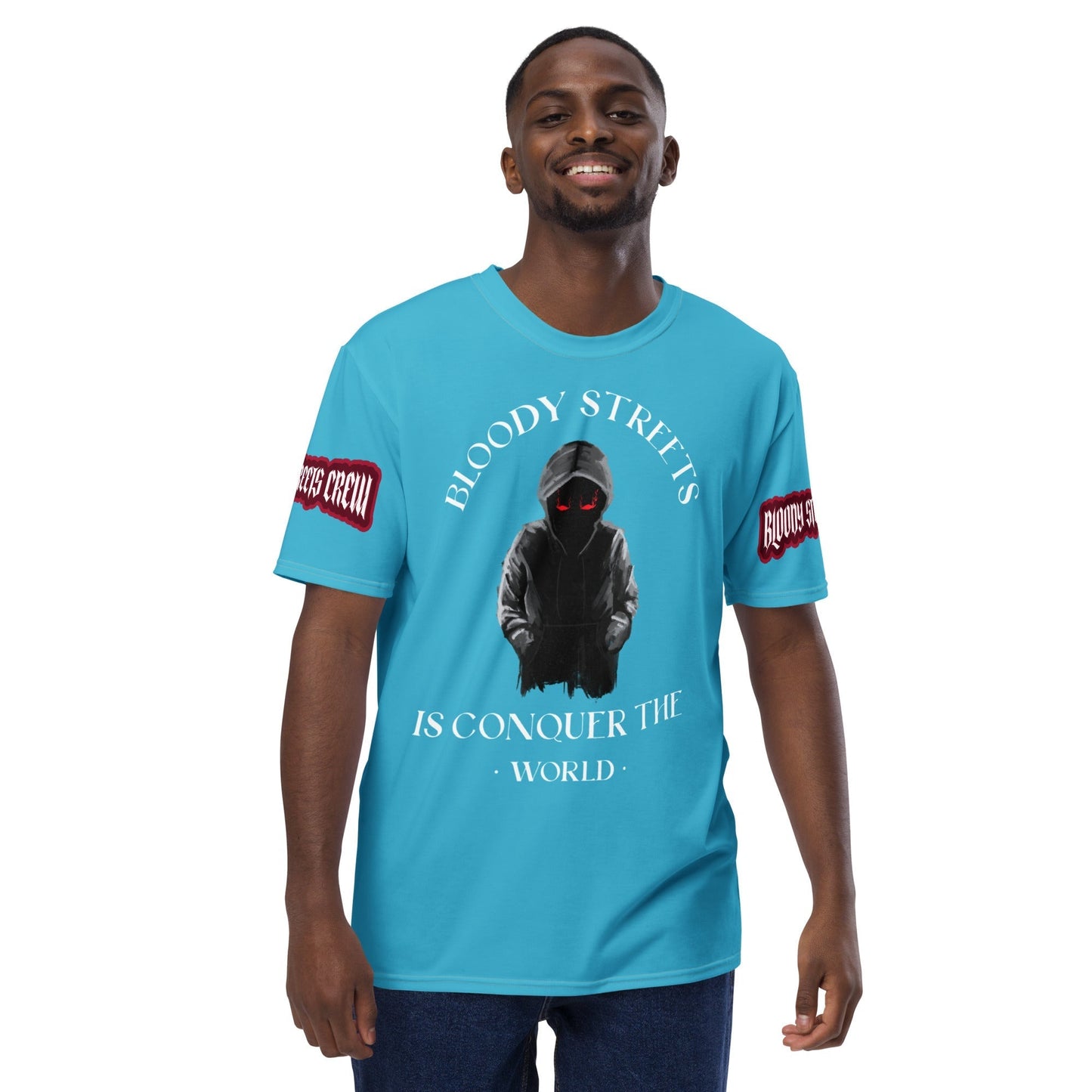 CONQUER THE WORLD Herren-T-Shirt BLAU - BLOODY-STREETS.DE Streetwear Herren und Damen Hoodies, T-Shirts, Pullis