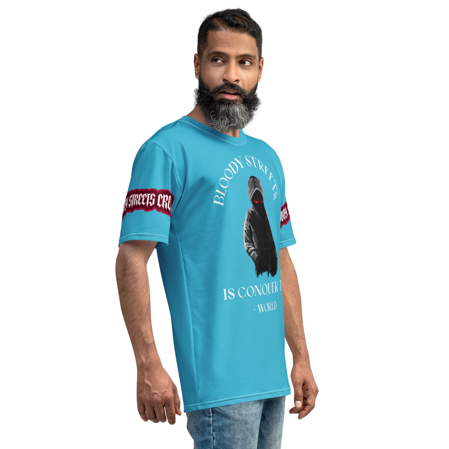 CONQUER THE WORLD Herren-T-Shirt BLAU - BLOODY-STREETS.DE Streetwear Herren und Damen Hoodies, T-Shirts, Pullis