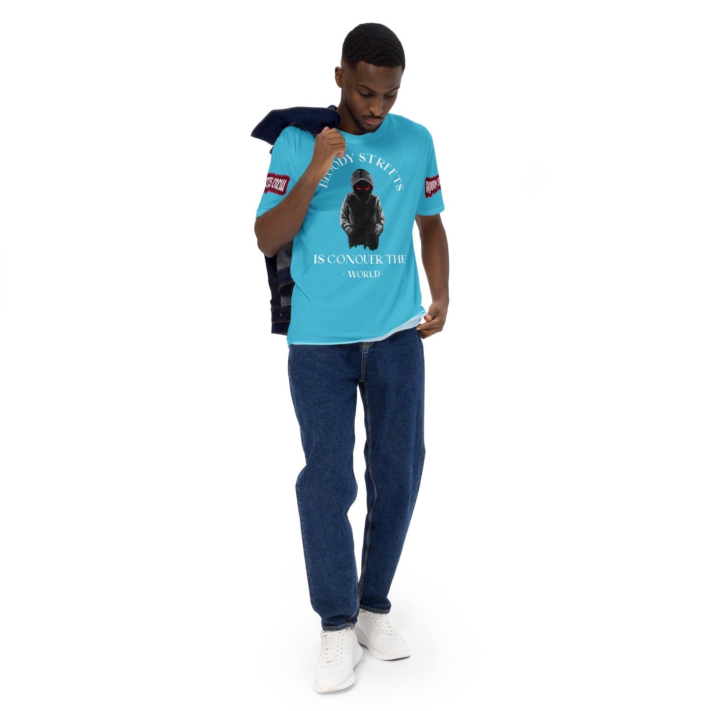 CONQUER THE WORLD Herren-T-Shirt BLAU - BLOODY-STREETS.DE Streetwear Herren und Damen Hoodies, T-Shirts, Pullis