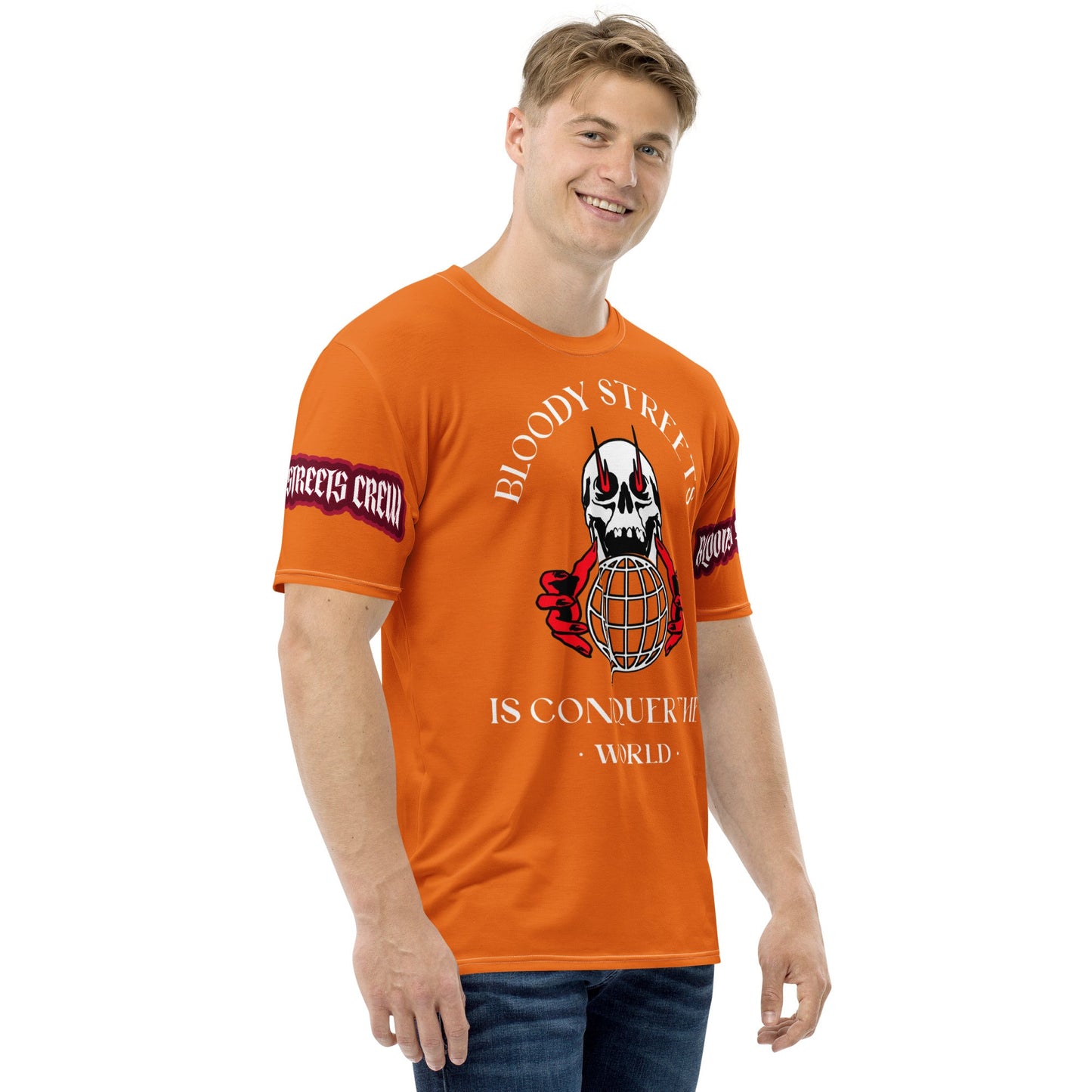 Conquer The World - Streetwear T-Shirt Herren ORANGE V2 - BLOODY-STREETS.DE Streetwear Herren und Damen Hoodies, T-Shirts, Pullis