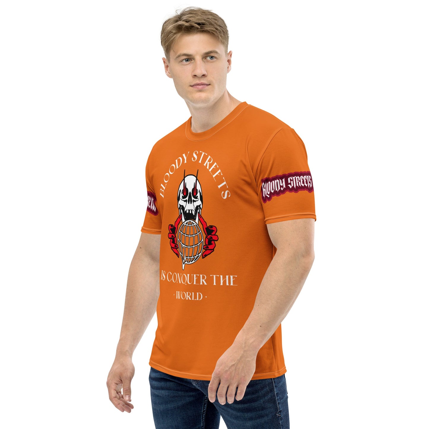 Conquer The World - Streetwear T-Shirt Herren ORANGE V2 - BLOODY-STREETS.DE Streetwear Herren und Damen Hoodies, T-Shirts, Pullis