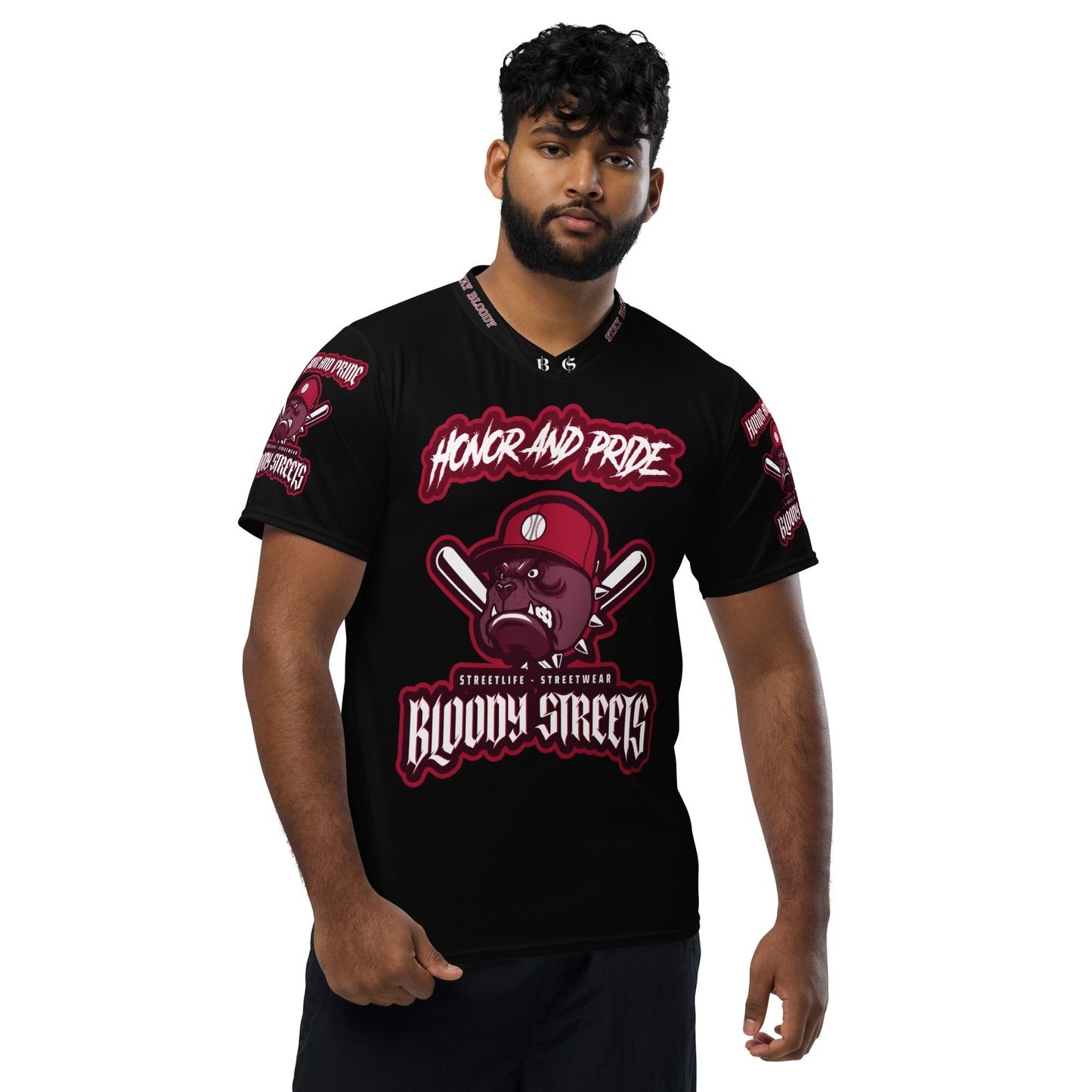 Honor and Pride Shirt Black Recyceltes Trikot - BLOODY-STREETS.DE Streetwear Herren und Damen Hoodies, T-Shirts, Pullis