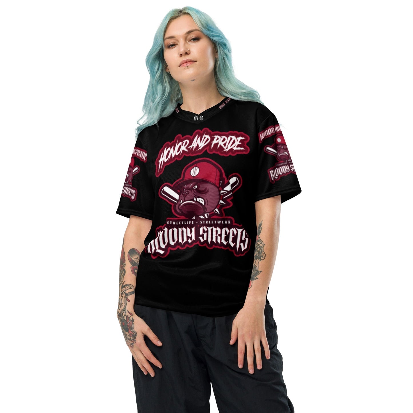 Honor and Pride Shirt Black Recyceltes Trikot - BLOODY-STREETS.DE Streetwear Herren und Damen Hoodies, T-Shirts, Pullis