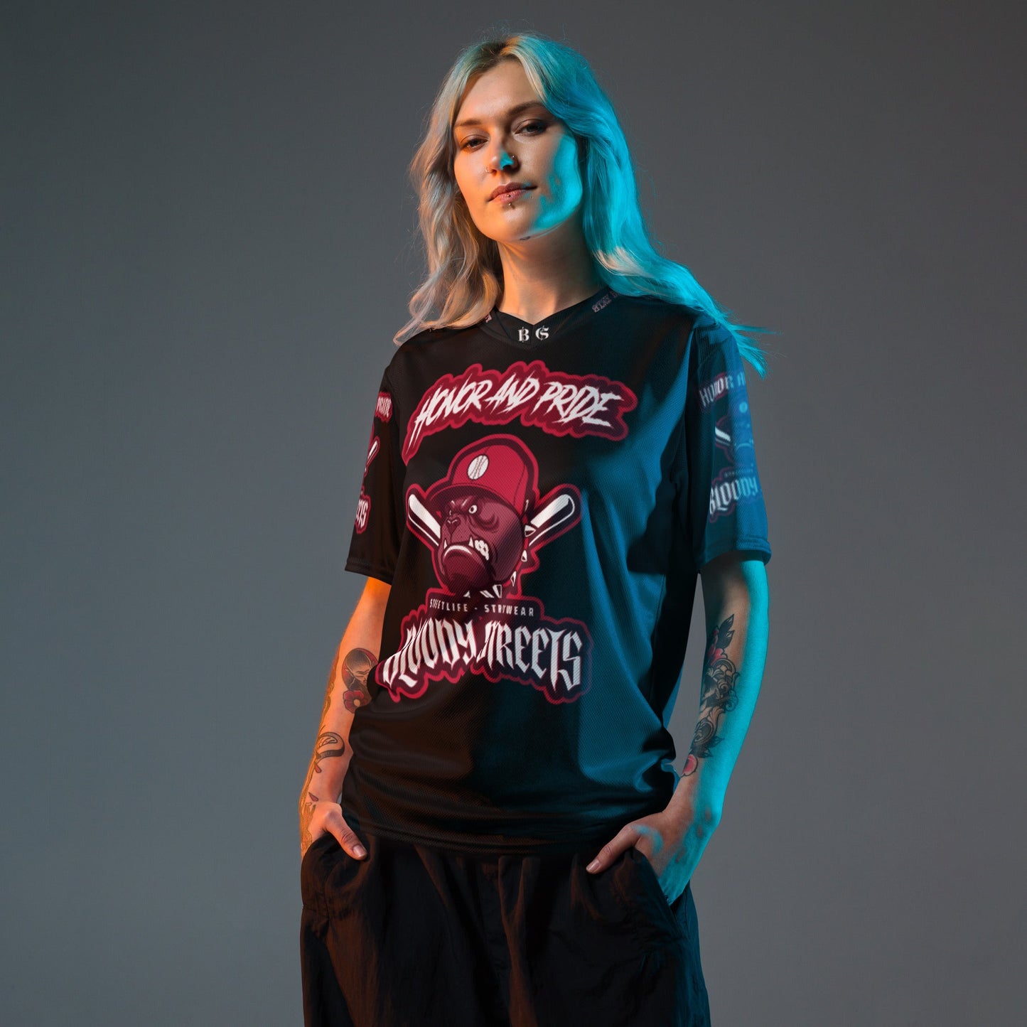 Honor and Pride Shirt Black Recyceltes Trikot - BLOODY-STREETS.DE Streetwear Herren und Damen Hoodies, T-Shirts, Pullis