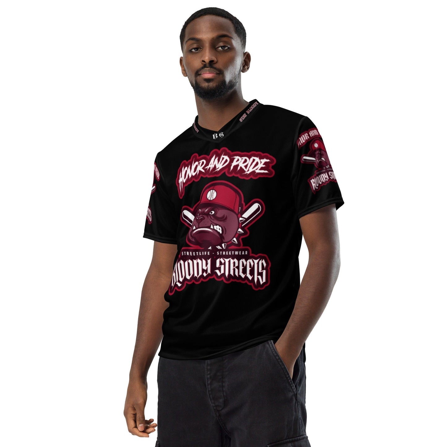 Honor and Pride Shirt Black Recyceltes Trikot - BLOODY-STREETS.DE Streetwear Herren und Damen Hoodies, T-Shirts, Pullis