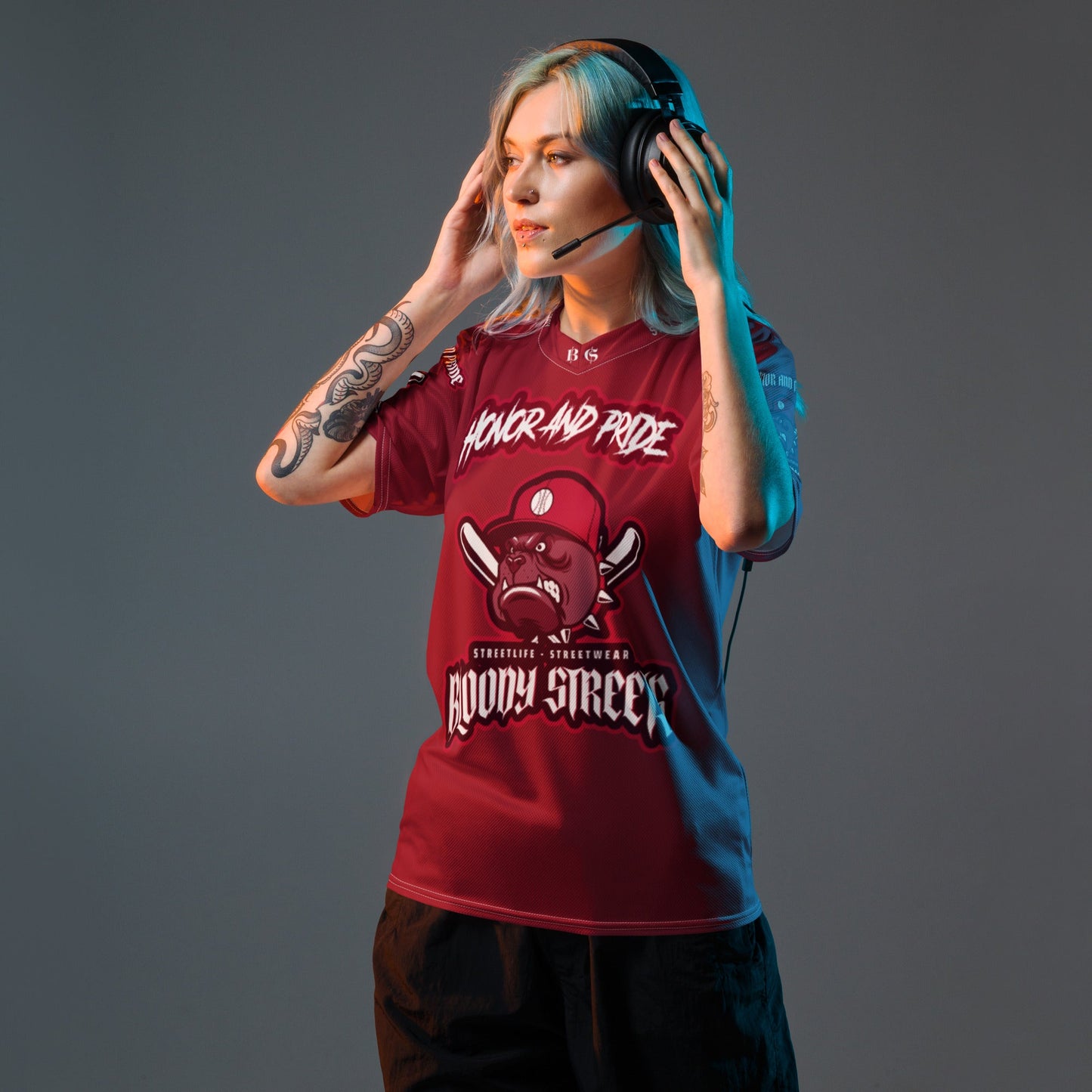 Honor and Pride Shirt Bloody Red N Recyceltes -Trikot - BLOODY-STREETS.DE Streetwear Herren und Damen Hoodies, T-Shirts, Pullis