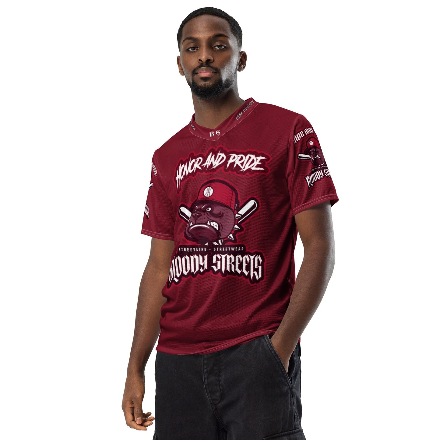 Honor and Pride Shirt Bloody Red N Recyceltes -Trikot - BLOODY-STREETS.DE Streetwear Herren und Damen Hoodies, T-Shirts, Pullis
