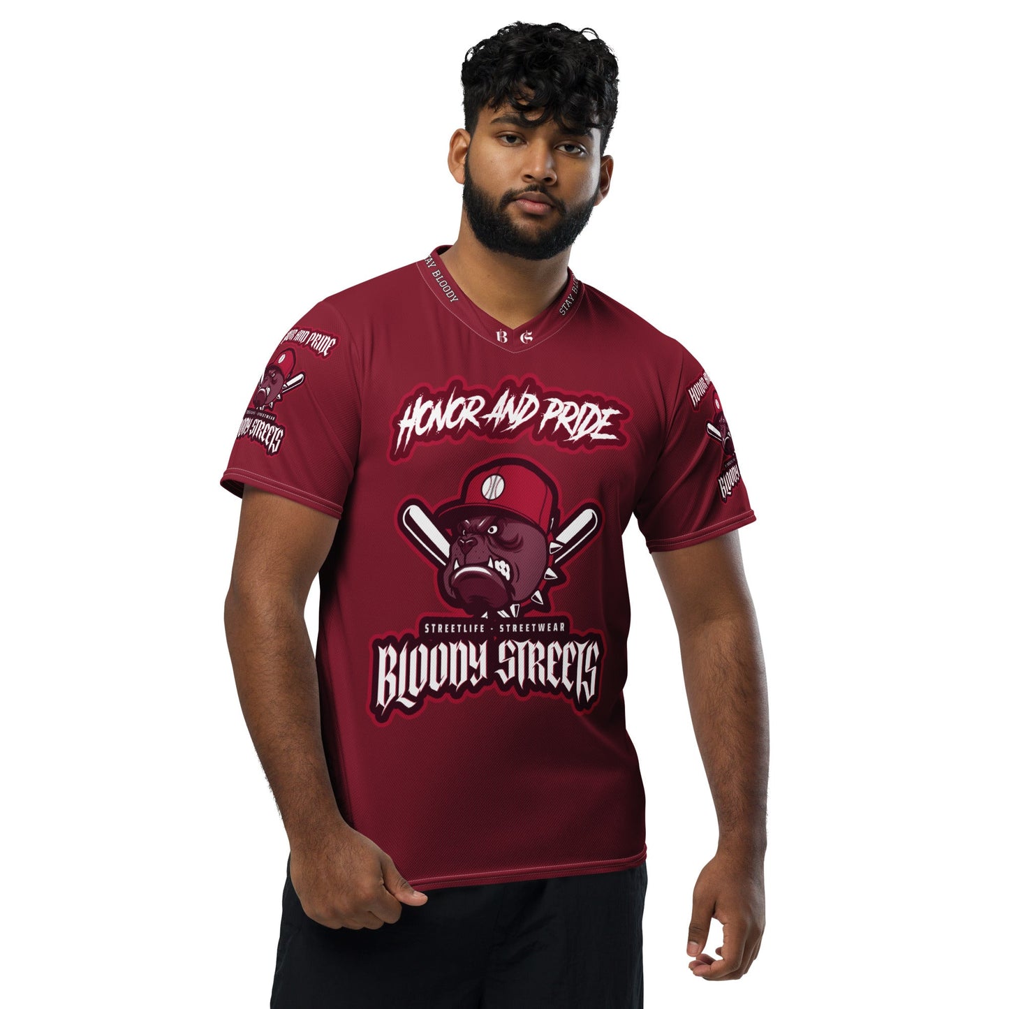 Honor and Pride Shirt Bloody Red N Recyceltes -Trikot - BLOODY-STREETS.DE Streetwear Herren und Damen Hoodies, T-Shirts, Pullis