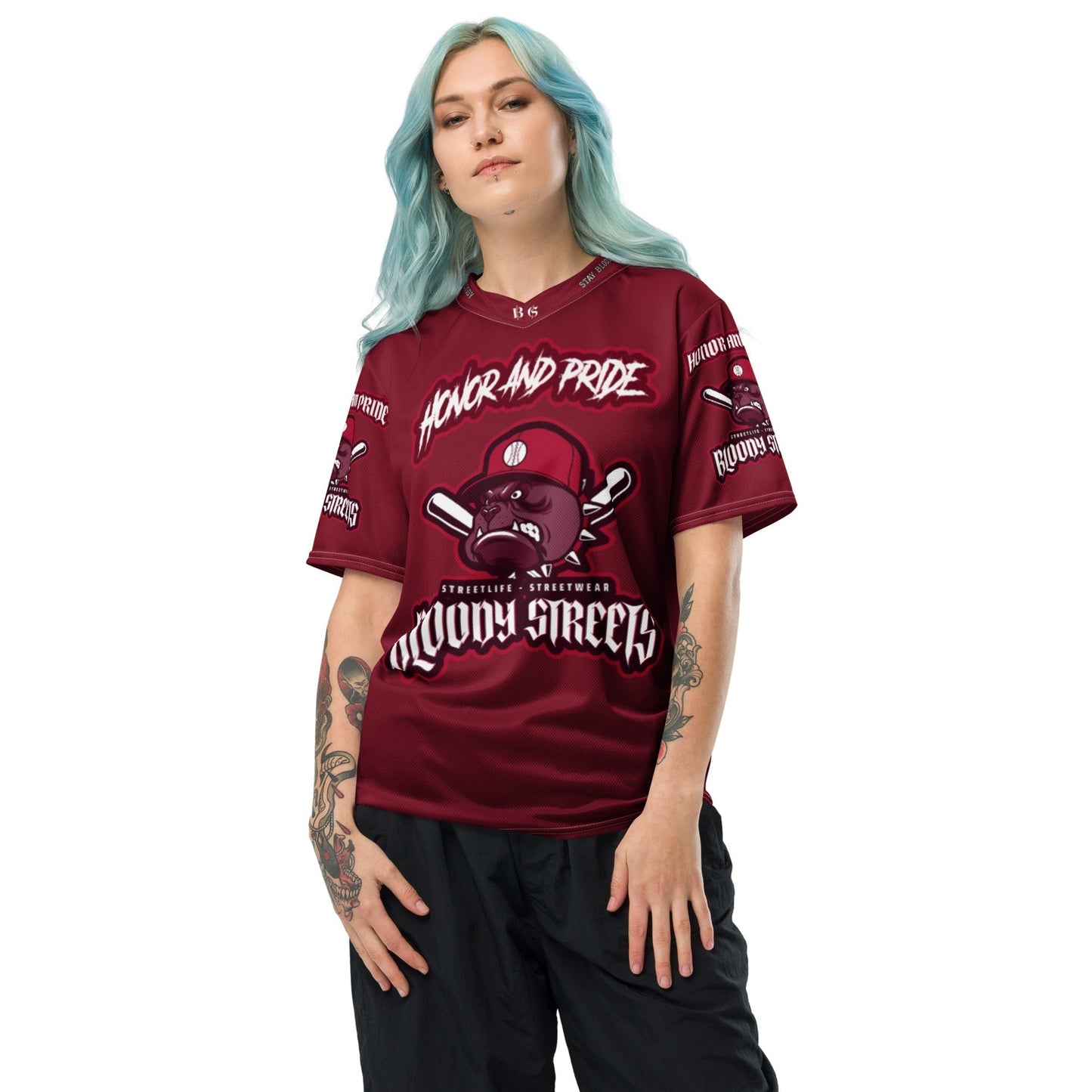 Honor and Pride Shirt Bloody Red N Recyceltes -Trikot - BLOODY-STREETS.DE Streetwear Herren und Damen Hoodies, T-Shirts, Pullis