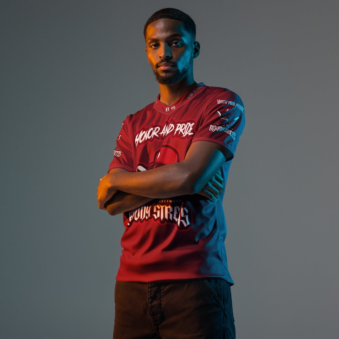 Honor and Pride Shirt Bloody Red N Recyceltes -Trikot - BLOODY-STREETS.DE Streetwear Herren und Damen Hoodies, T-Shirts, Pullis