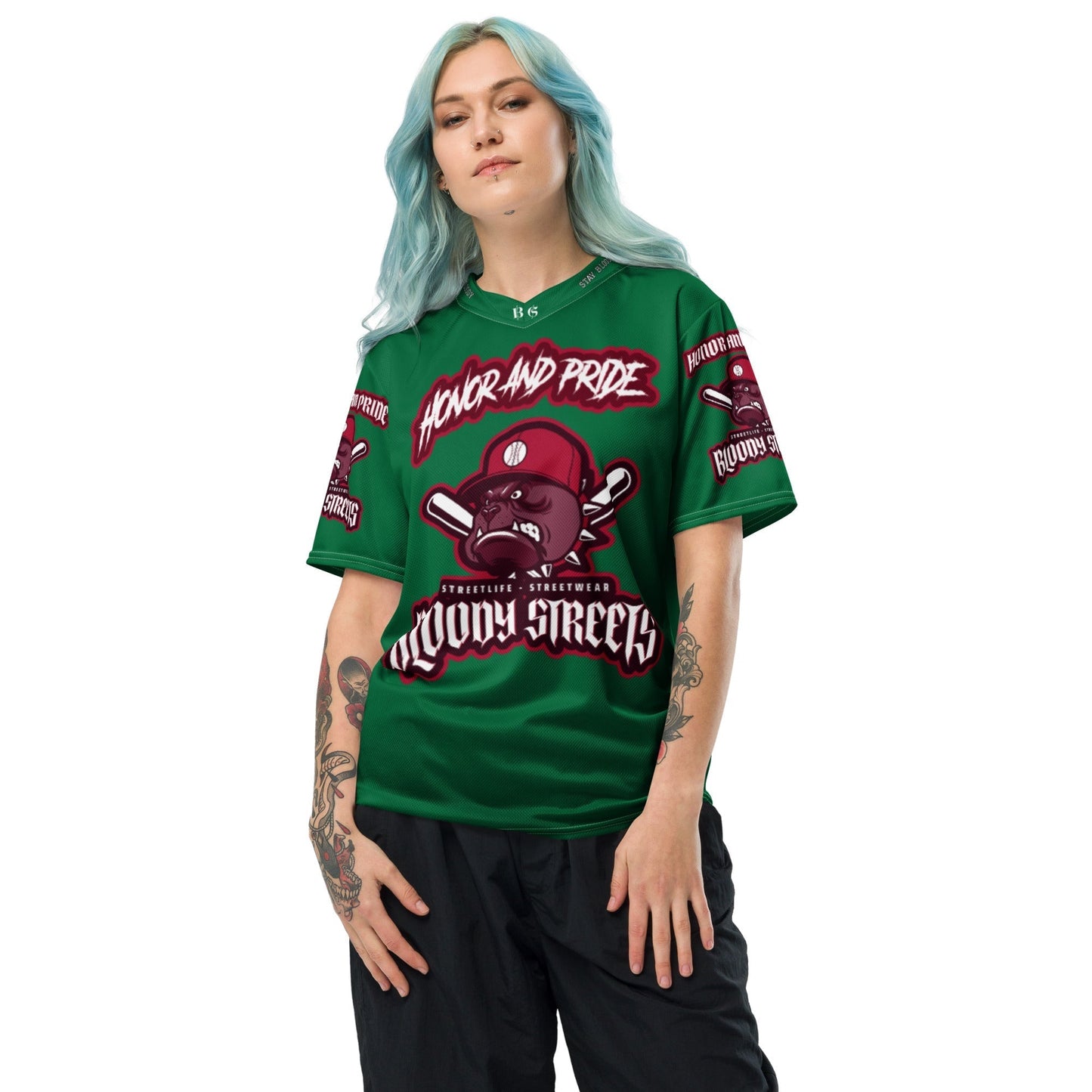 Honor and Pride Shirt Green Recyceltes -Trikot - BLOODY-STREETS.DE Streetwear Herren und Damen Hoodies, T-Shirts, Pullis