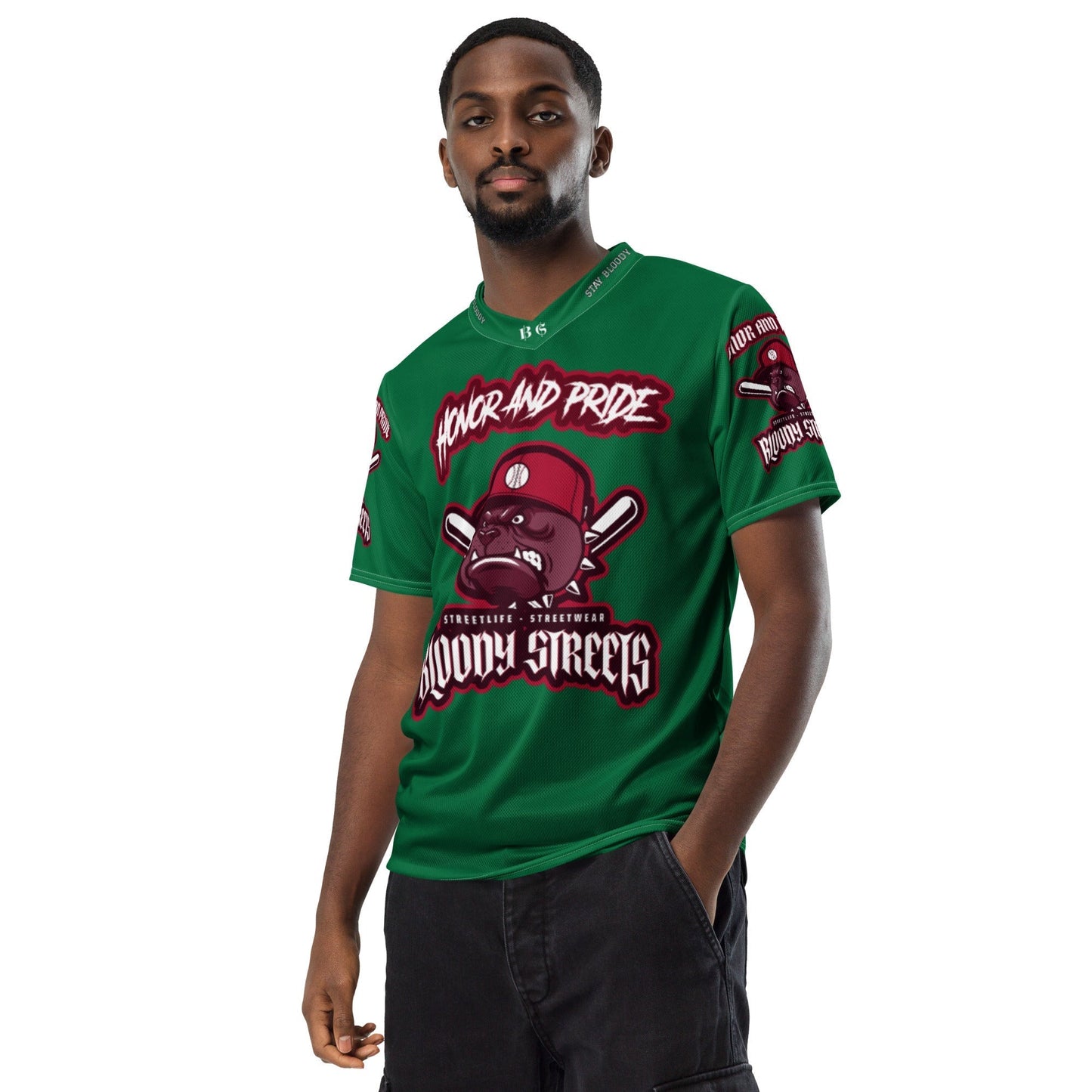 Honor and Pride Shirt Green Recyceltes -Trikot - BLOODY-STREETS.DE Streetwear Herren und Damen Hoodies, T-Shirts, Pullis