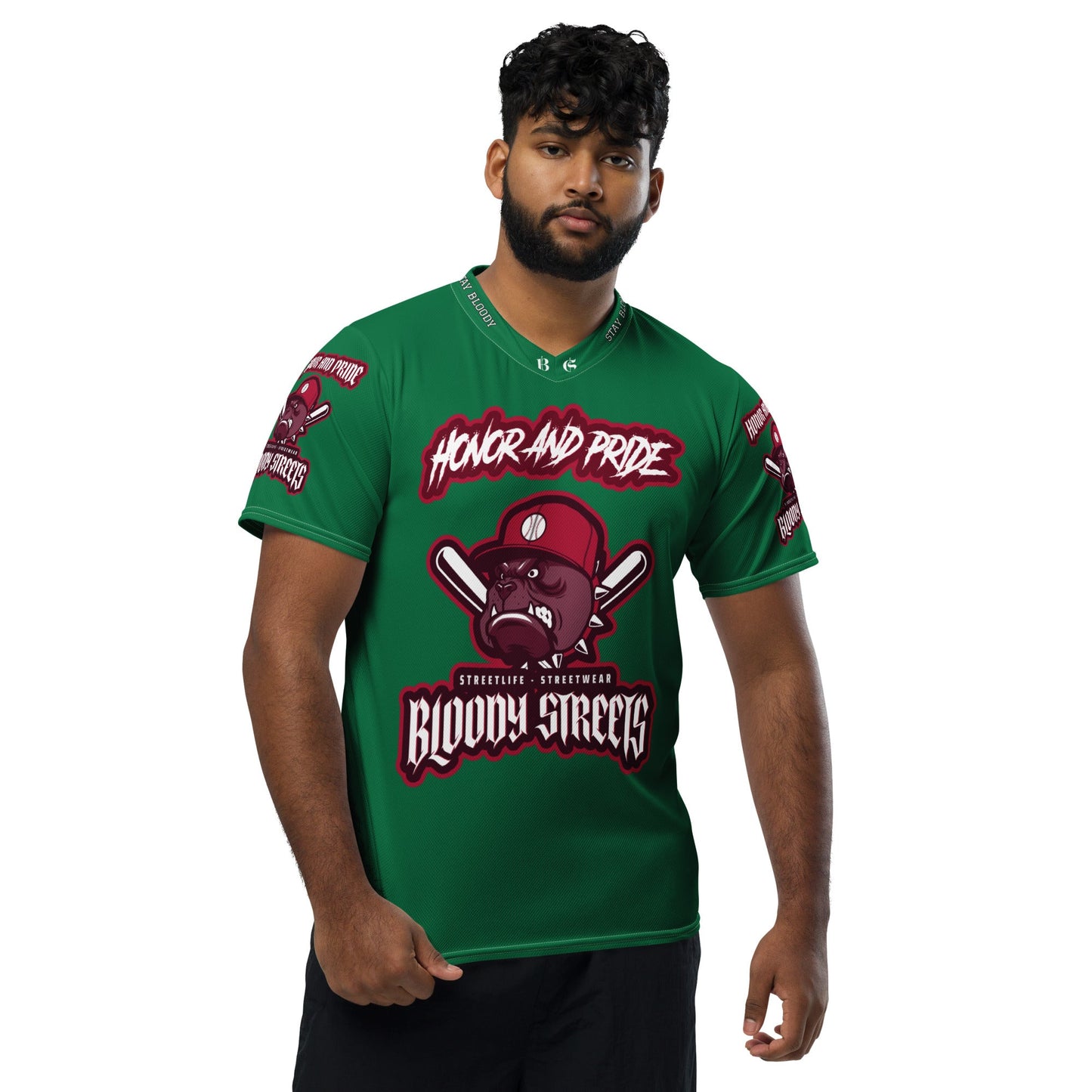 Honor and Pride Shirt Green Recyceltes -Trikot - BLOODY-STREETS.DE Streetwear Herren und Damen Hoodies, T-Shirts, Pullis
