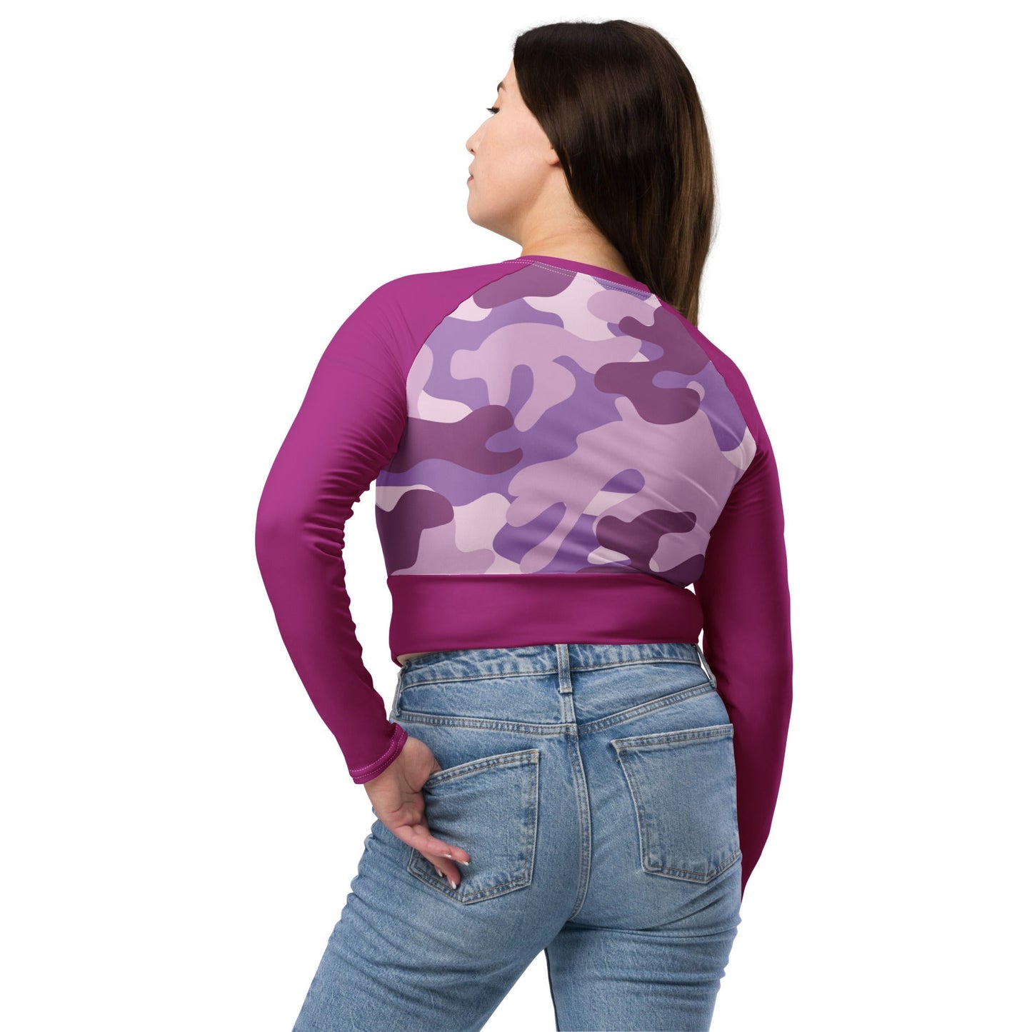 Recyceltes Langarm Crop Top Military Purple - BLOODY-STREETS.DE Streetwear Herren und Damen Hoodies, T-Shirts, Pullis