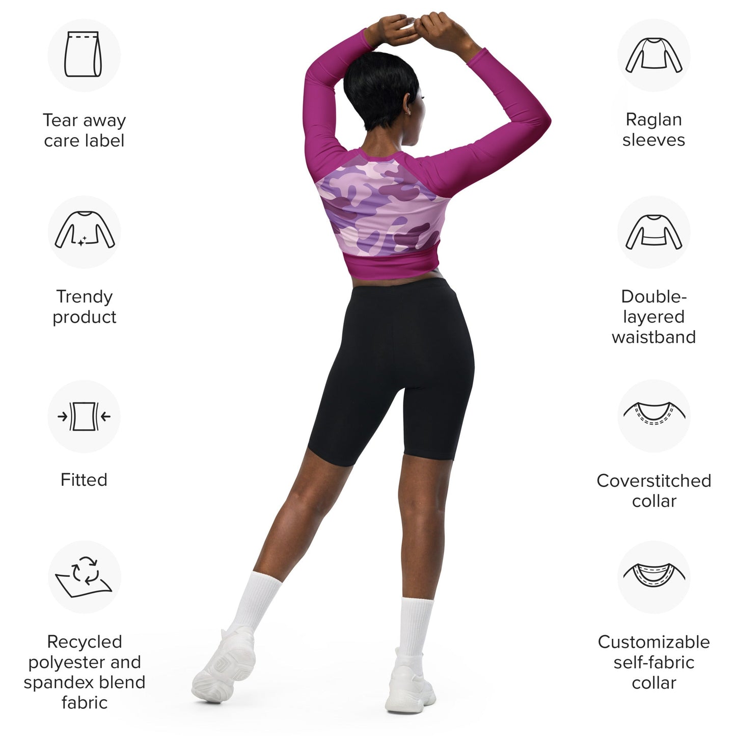 Recyceltes Langarm Crop Top Military Purple - BLOODY-STREETS.DE Streetwear Herren und Damen Hoodies, T-Shirts, Pullis