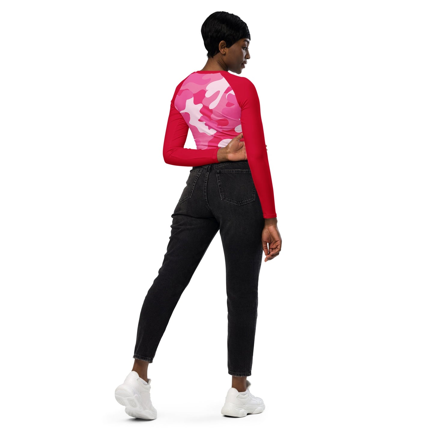 Recyceltes Langarm Crop Top Military Red - BLOODY-STREETS.DE Streetwear Herren und Damen Hoodies, T-Shirts, Pullis