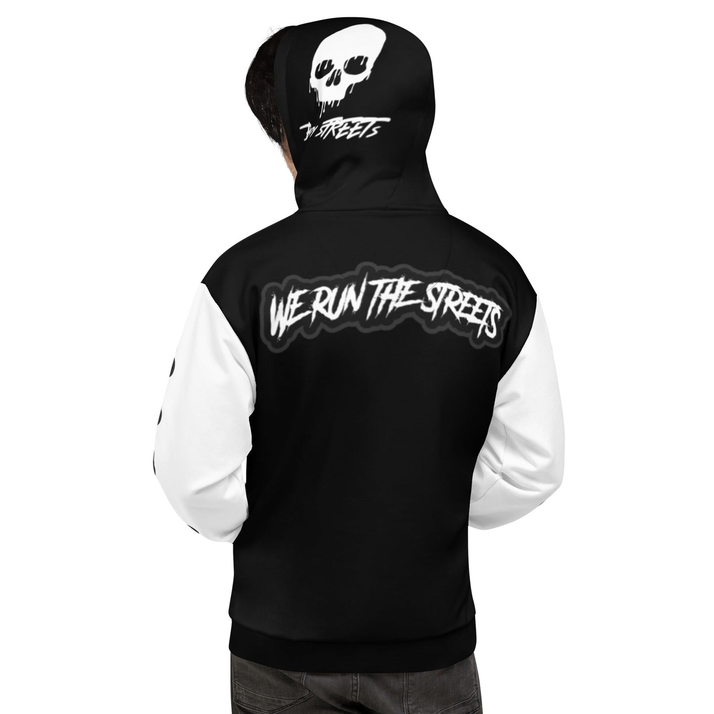 We run the Streets Schwarz - Weiß Hoodie - BLOODY-STREETS.DE Streetwear Herren und Damen Hoodies, T-Shirts, Pullis