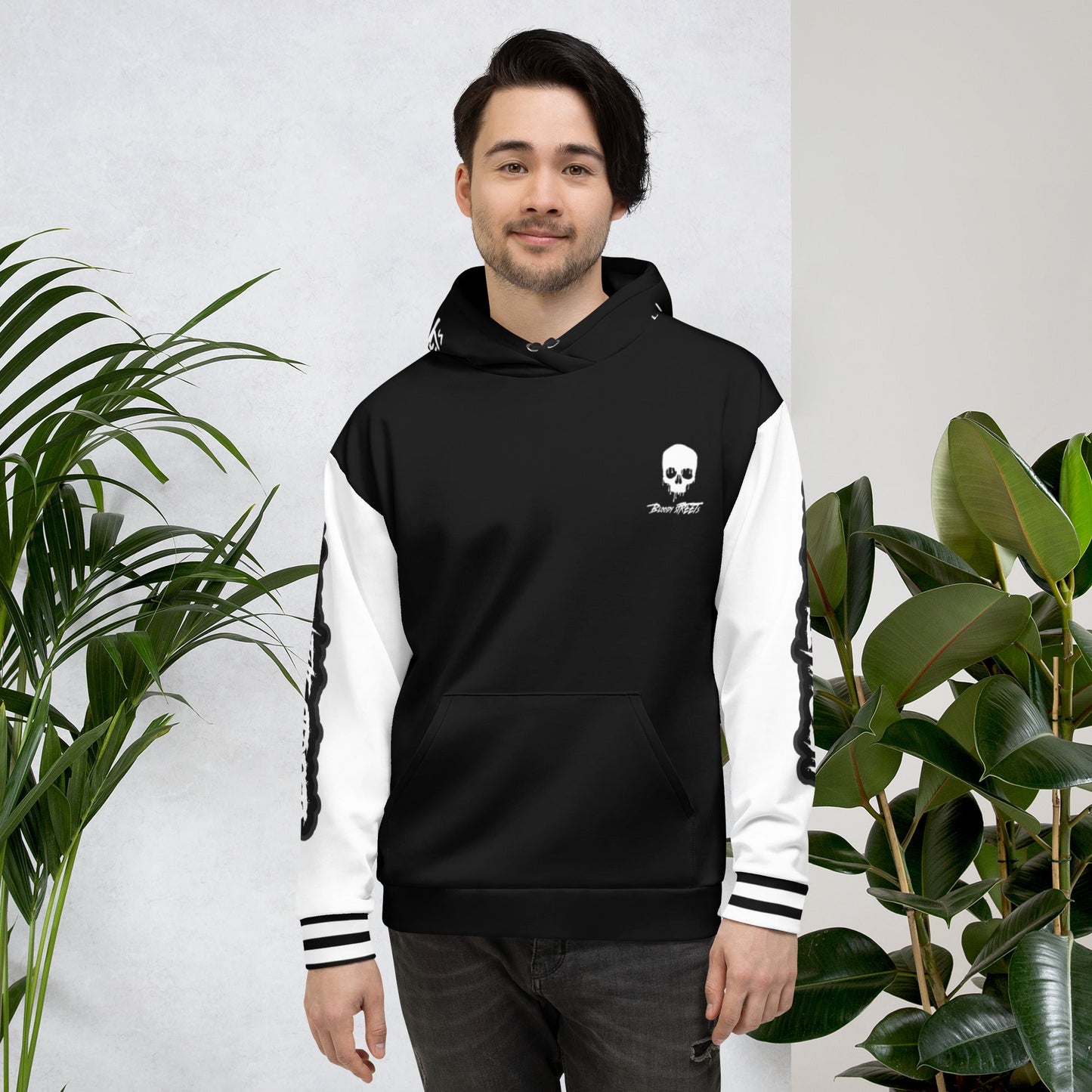 We run the Streets Schwarz - Weiß Hoodie - BLOODY-STREETS.DE Streetwear Herren und Damen Hoodies, T-Shirts, Pullis
