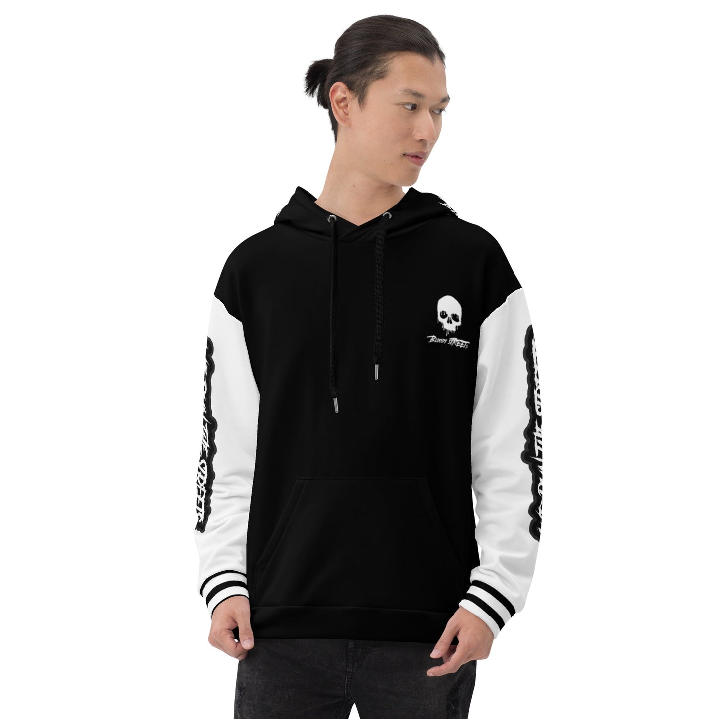 We run the Streets Schwarz - Weiß Hoodie - BLOODY-STREETS.DE Streetwear Herren und Damen Hoodies, T-Shirts, Pullis