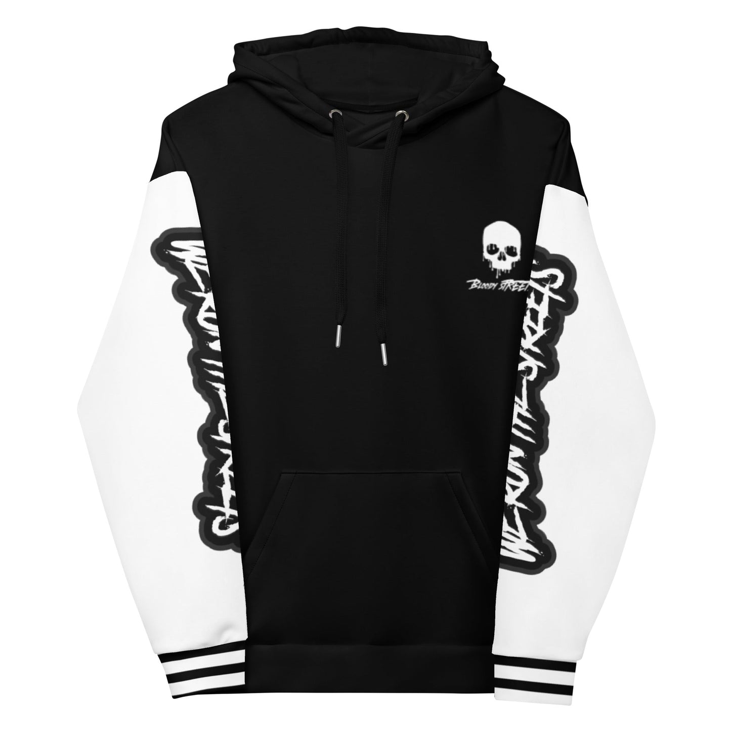 We run the Streets Schwarz - Weiß Hoodie - BLOODY-STREETS.DE Streetwear Herren und Damen Hoodies, T-Shirts, Pullis