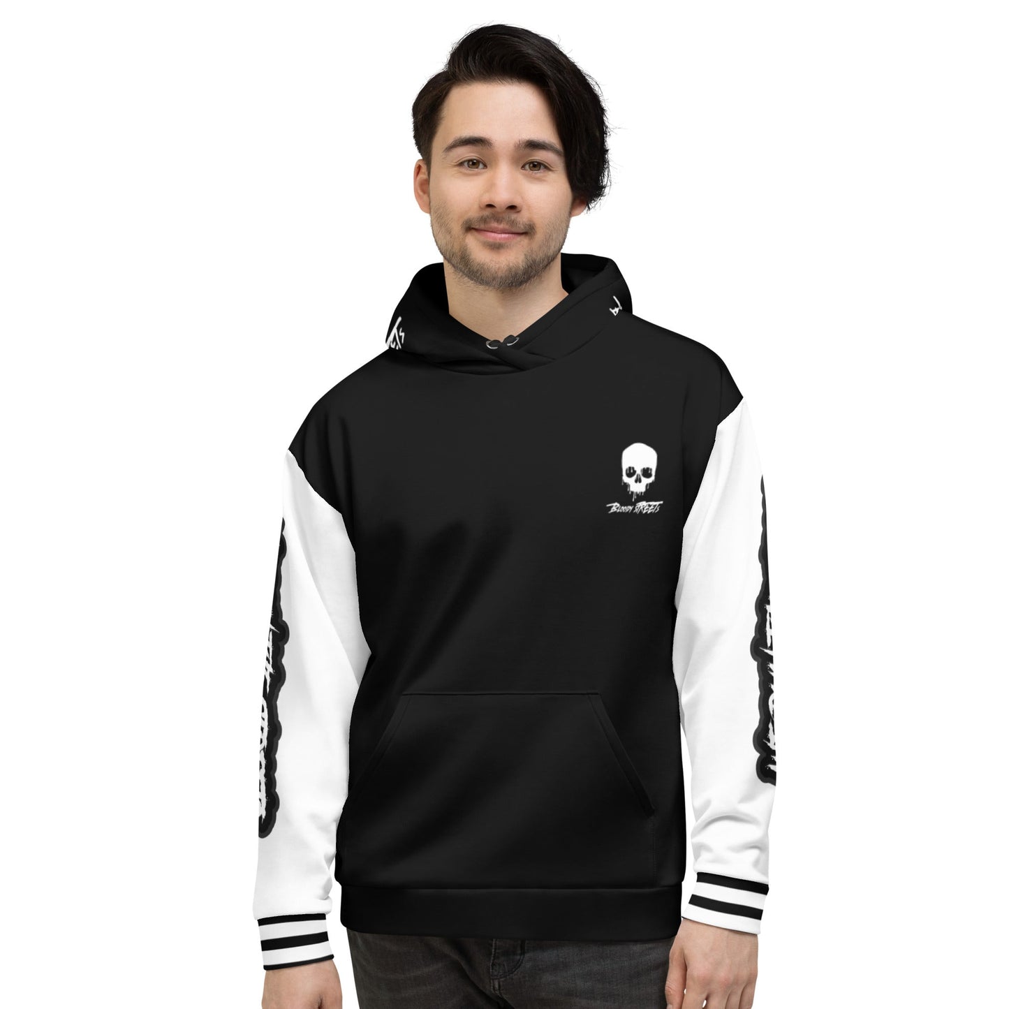 We run the Streets Schwarz - Weiß Hoodie - BLOODY-STREETS.DE Streetwear Herren und Damen Hoodies, T-Shirts, Pullis
