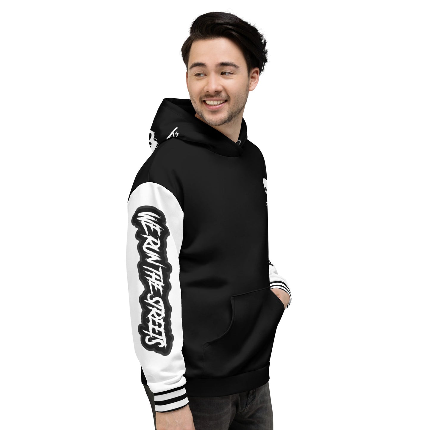 We run the Streets Schwarz - Weiß Hoodie - BLOODY-STREETS.DE Streetwear Herren und Damen Hoodies, T-Shirts, Pullis