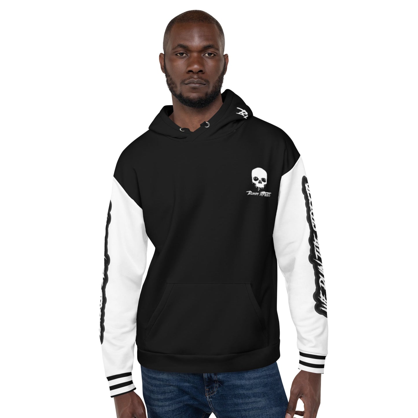 We run the Streets Schwarz - Weiß Hoodie - BLOODY-STREETS.DE Streetwear Herren und Damen Hoodies, T-Shirts, Pullis