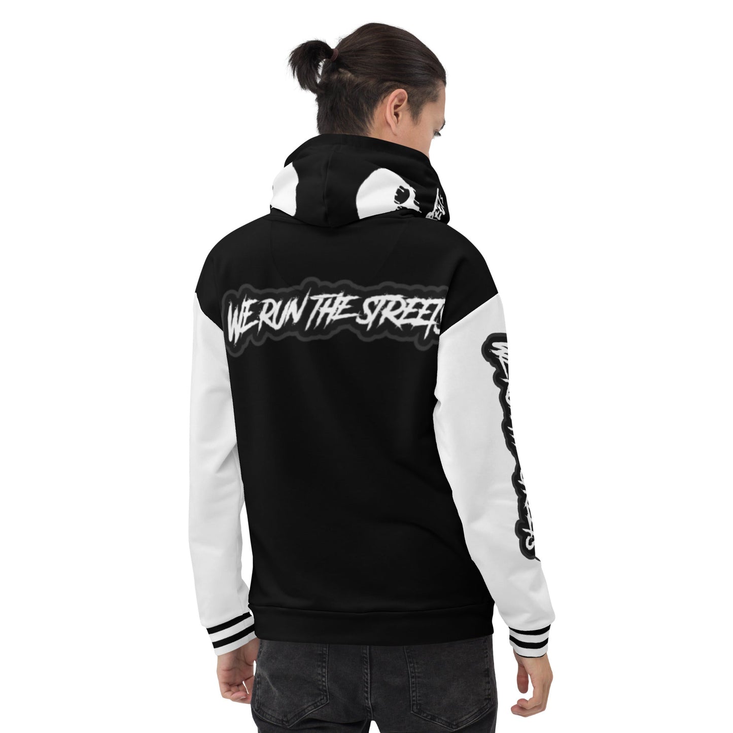 We run the Streets Schwarz - Weiß Hoodie - BLOODY-STREETS.DE Streetwear Herren und Damen Hoodies, T-Shirts, Pullis