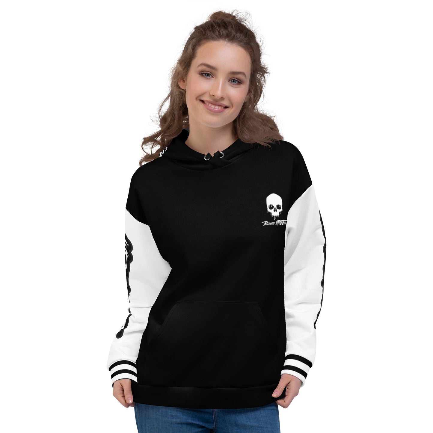 We run the Streets Schwarz - Weiß Hoodie - BLOODY-STREETS.DE Streetwear Herren und Damen Hoodies, T-Shirts, Pullis