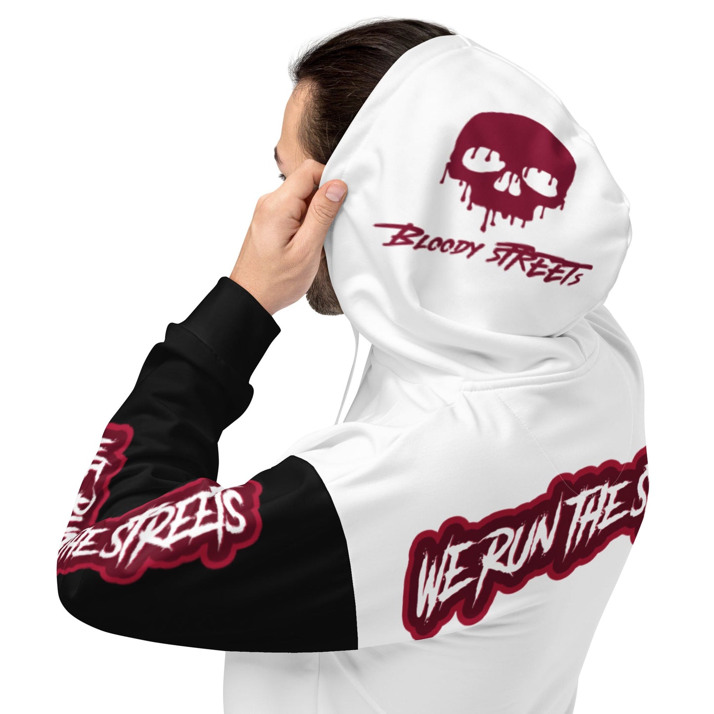 We Run The Streets WHITE Hoodie - BLOODY-STREETS.DE Streetwear Herren und Damen Hoodies, T-Shirts, Pullis