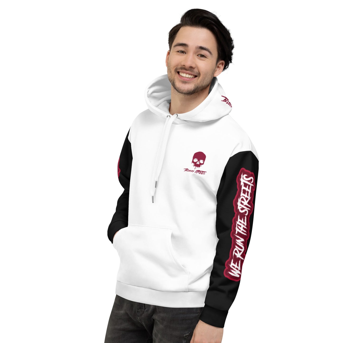 We Run The Streets WHITE Hoodie - BLOODY-STREETS.DE Streetwear Herren und Damen Hoodies, T-Shirts, Pullis