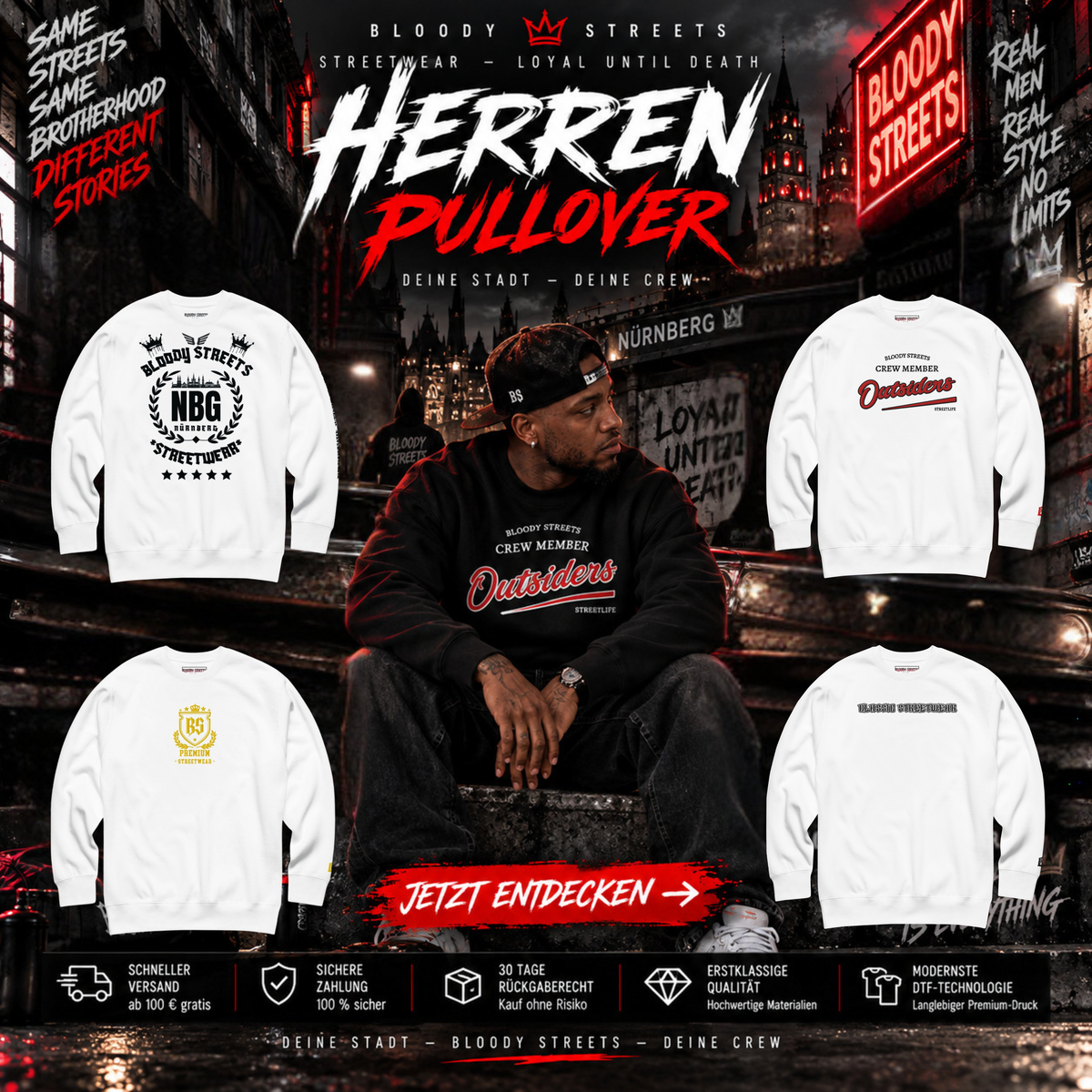 Herren Streetwear Pullover