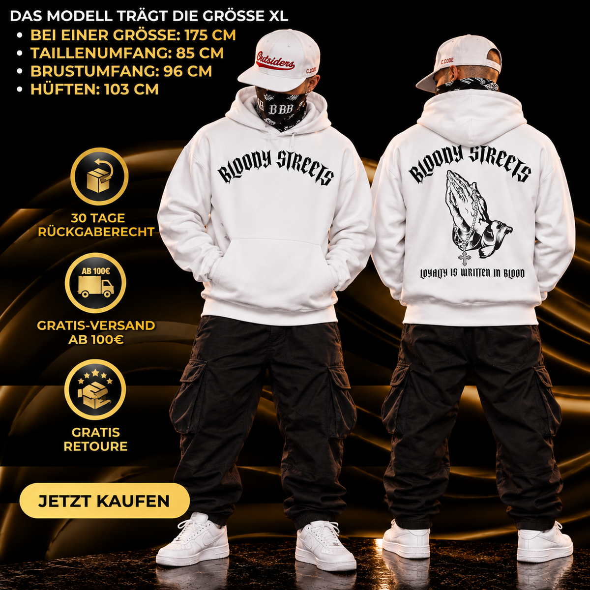 Oversize Hoodie Ohne Kordel BS333