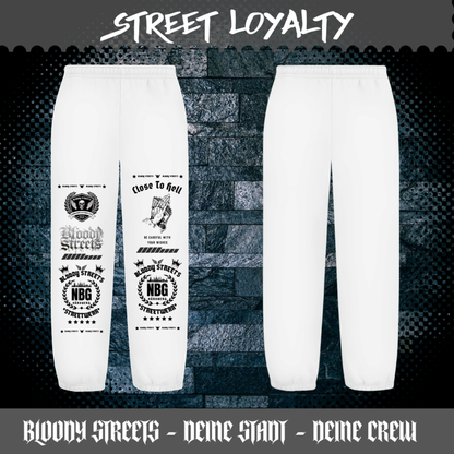 Oversize Fluffy Sweatpants Dead Skull weiß