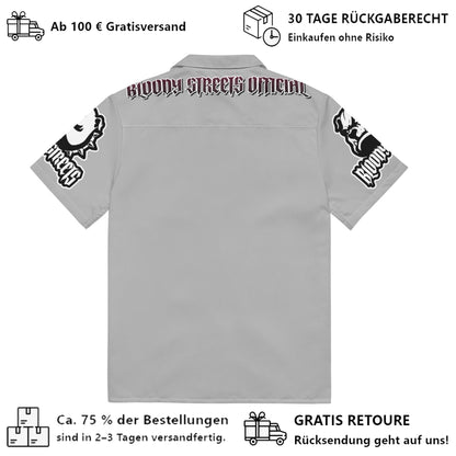 Streetwear Unisex Hemd - Black Bloody Streets Dog Grey