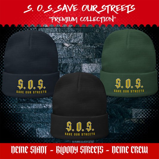 Streetwear Beanie - Stickerei S.O.S. SAVE OUR STREETS