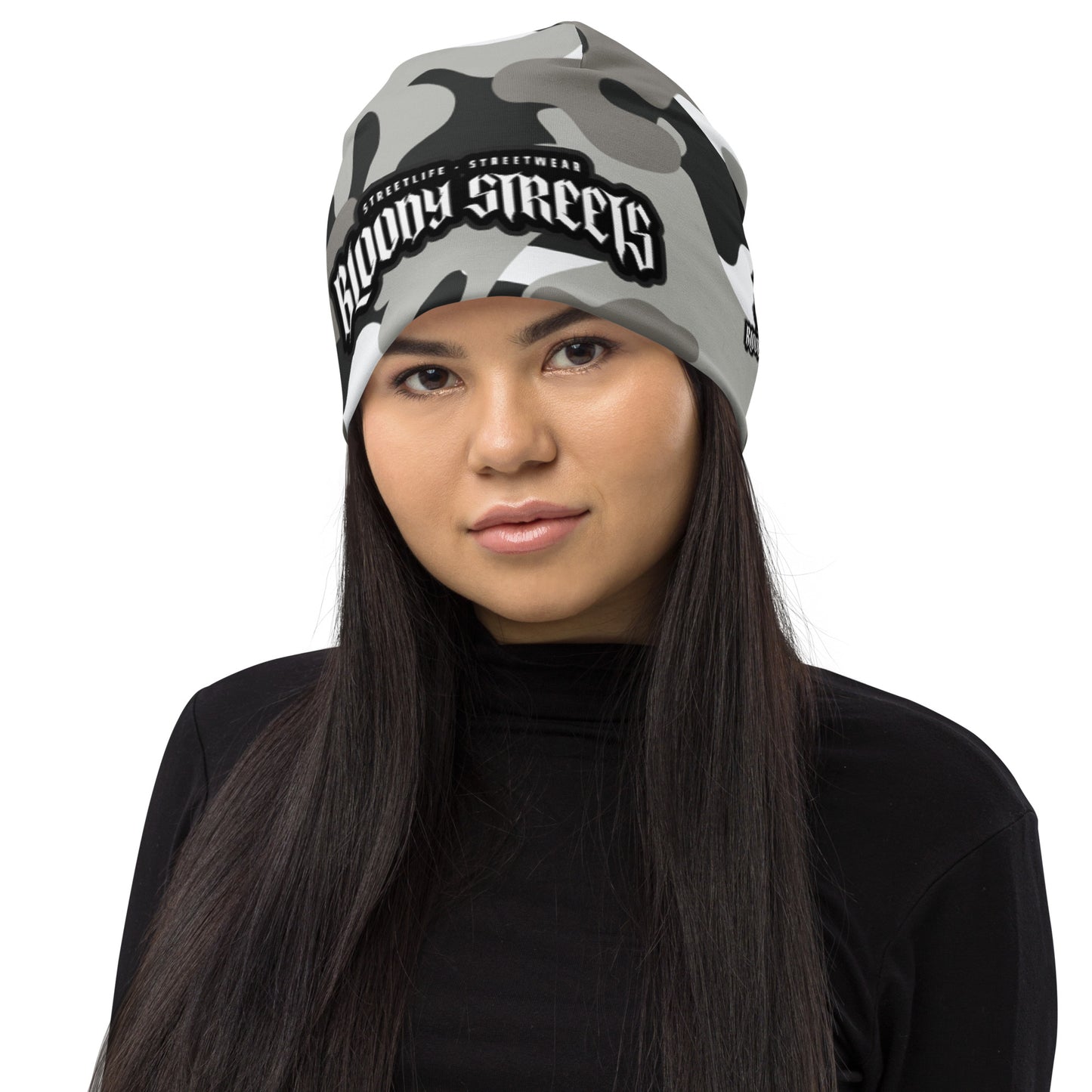 CAMOUFLAGE White Bull Dog "Street Soldier" Beanie - BLOODY-STREETS.DE Streetwear Herren und Damen Hoodies, T-Shirts, Pullis