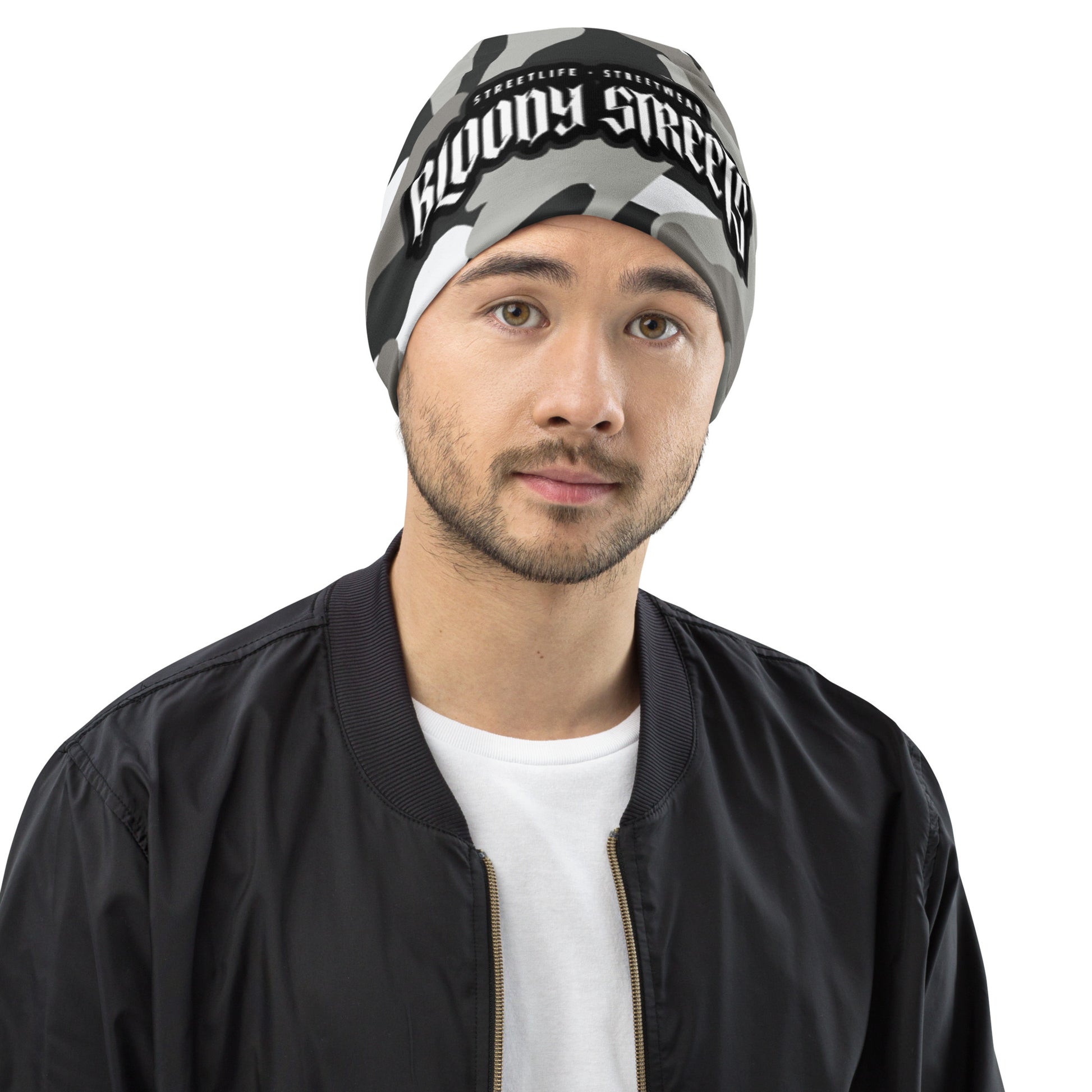 CAMOUFLAGE White Bull Dog "Street Soldier" Beanie - BLOODY-STREETS.DE Streetwear Herren und Damen Hoodies, T-Shirts, Pullis