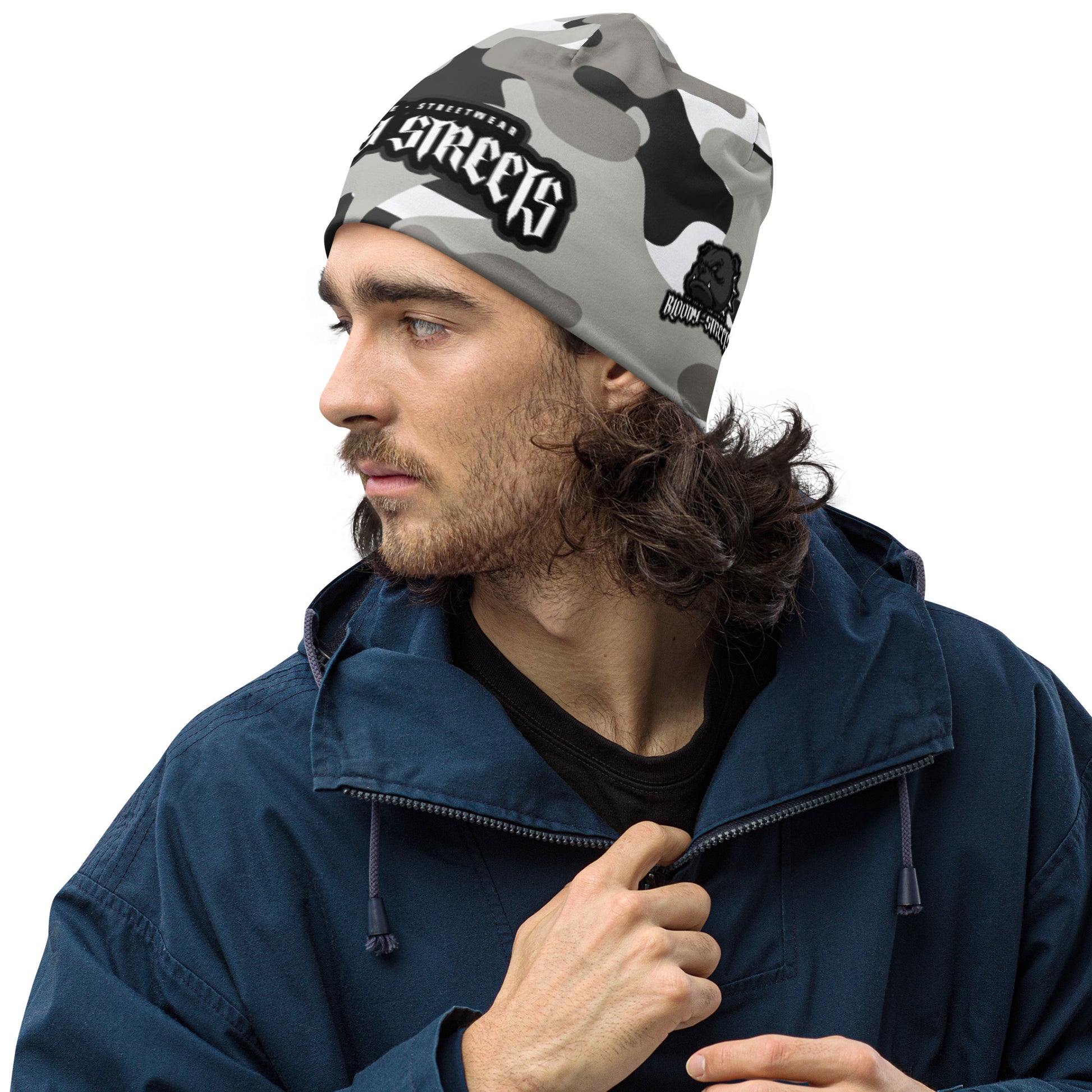 CAMOUFLAGE White Bull Dog "Street Soldier" Beanie - BLOODY-STREETS.DE Streetwear Herren und Damen Hoodies, T-Shirts, Pullis