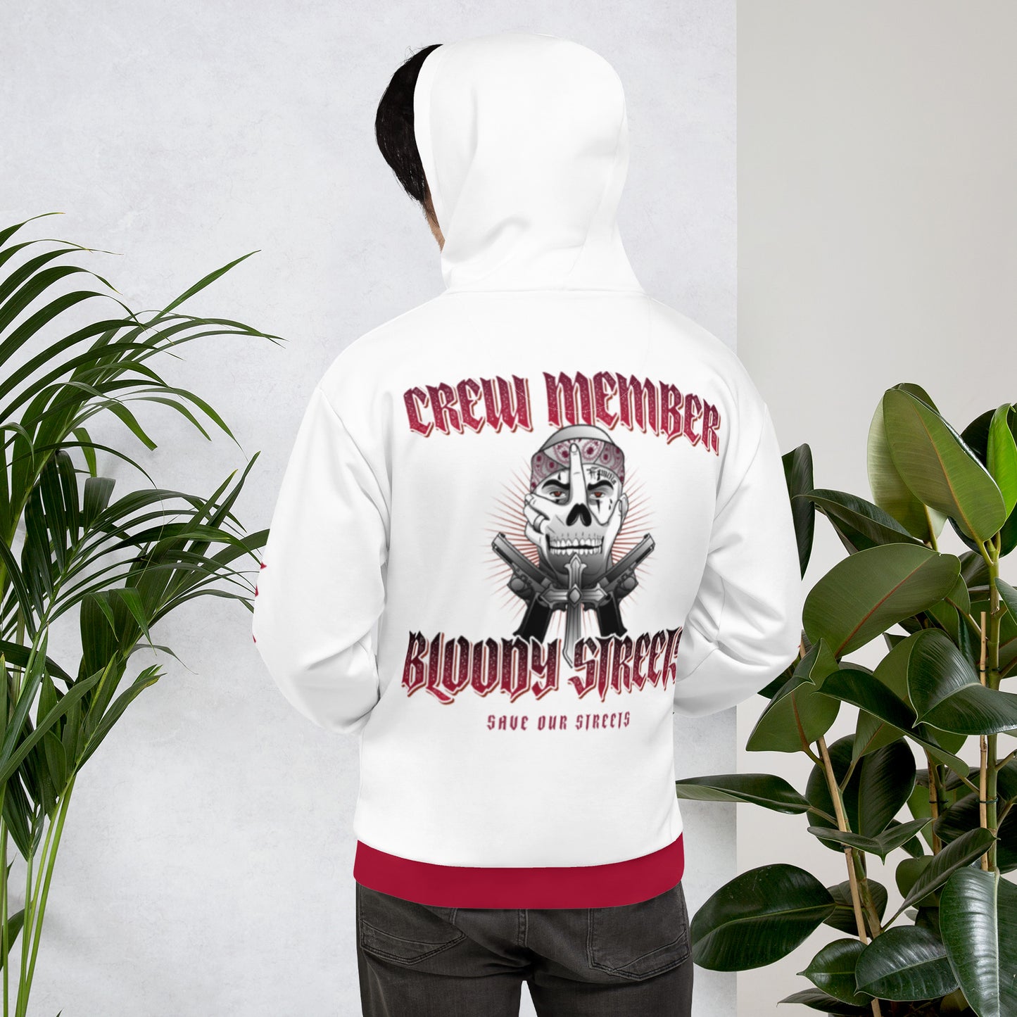 Bloody Streets Crew Streetwear Hoodie White - BLOODY-STREETS.DE Streetwear Herren und Damen Hoodies, T-Shirts, Pullis