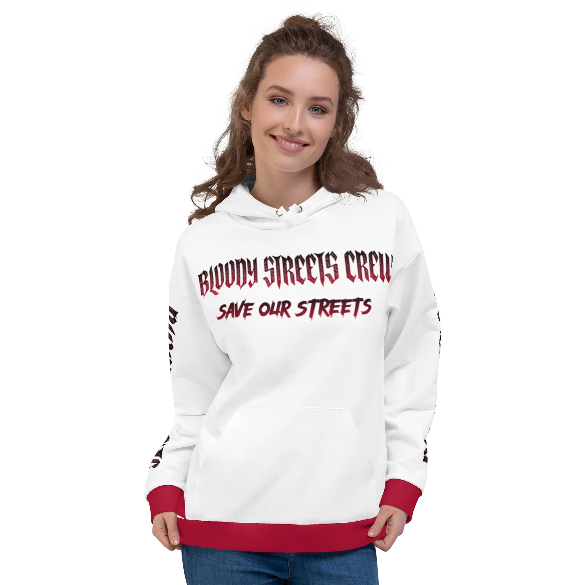 Bloody Streets Crew Streetwear Hoodie White - BLOODY-STREETS.DE Streetwear Herren und Damen Hoodies, T-Shirts, Pullis