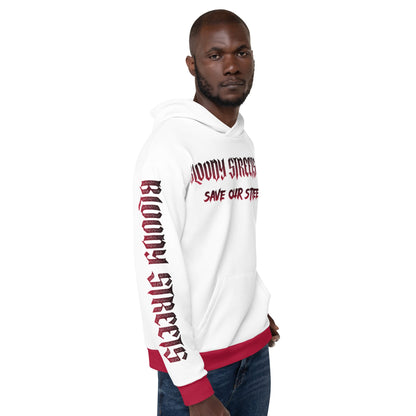 Bloody Streets Crew Streetwear Hoodie White - BLOODY-STREETS.DE Streetwear Herren und Damen Hoodies, T-Shirts, Pullis