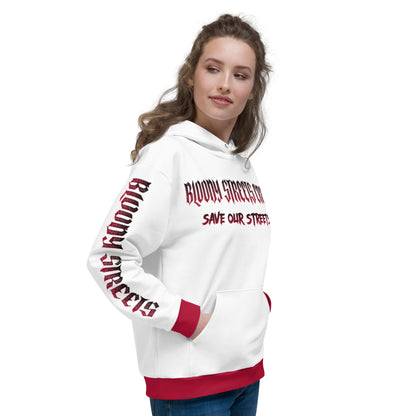 Bloody Streets Crew Streetwear Hoodie White - BLOODY-STREETS.DE Streetwear Herren und Damen Hoodies, T-Shirts, Pullis