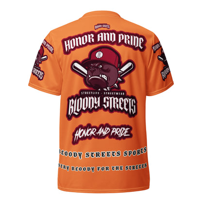 Honor and Pride SHIRT Orange Recyceltes -Trikot - BLOODY-STREETS.DE Streetwear Herren und Damen Hoodies, T-Shirts, Pullis