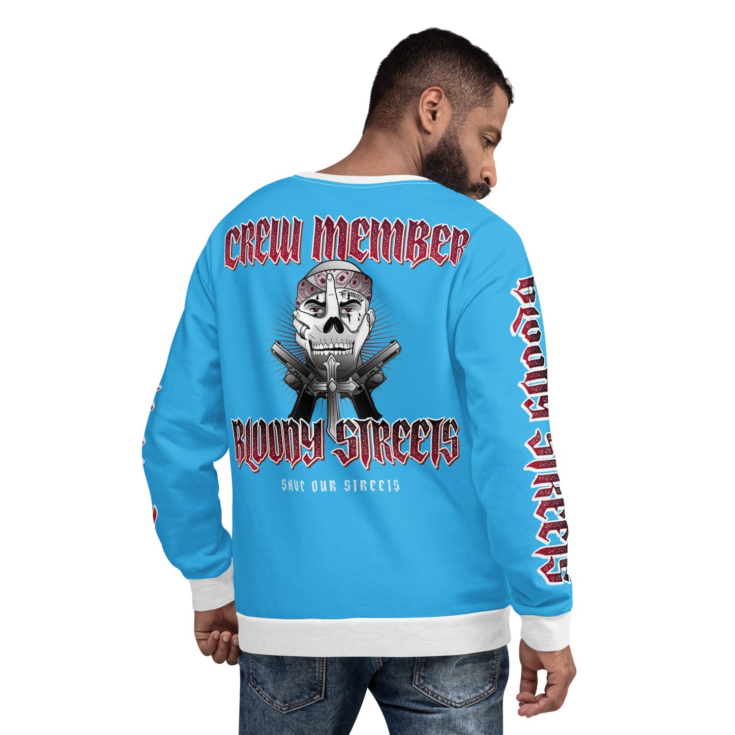 Bloody Streets Crew Member Streetwear Pullover Blue - BLOODY-STREETS.DE Streetwear Herren und Damen Hoodies, T-Shirts, Pullis