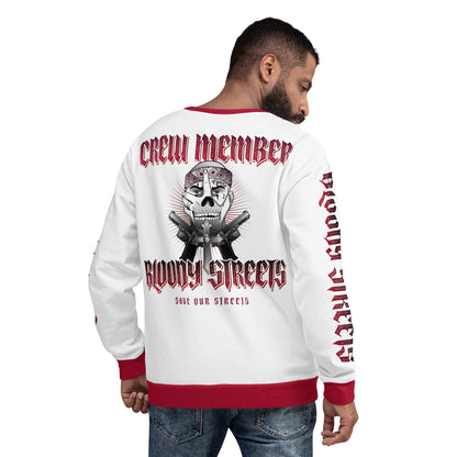 Bloody Streets Crew Member Streetwear Pullover White - BLOODY-STREETS.DE Streetwear Herren und Damen Hoodies, T-Shirts, Pullis