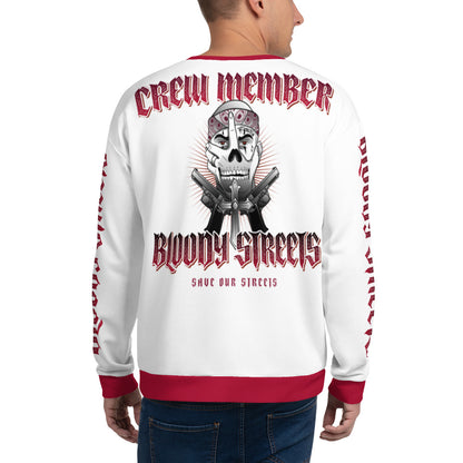 Bloody Streets Crew Member Streetwear Pullover White - BLOODY-STREETS.DE Streetwear Herren und Damen Hoodies, T-Shirts, Pullis